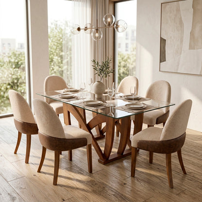 Comedor Barcelona 6 sillas (tela Doha)