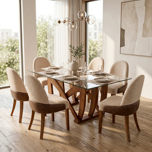 Comedor Barcelona 6 sillas (tela Doha)