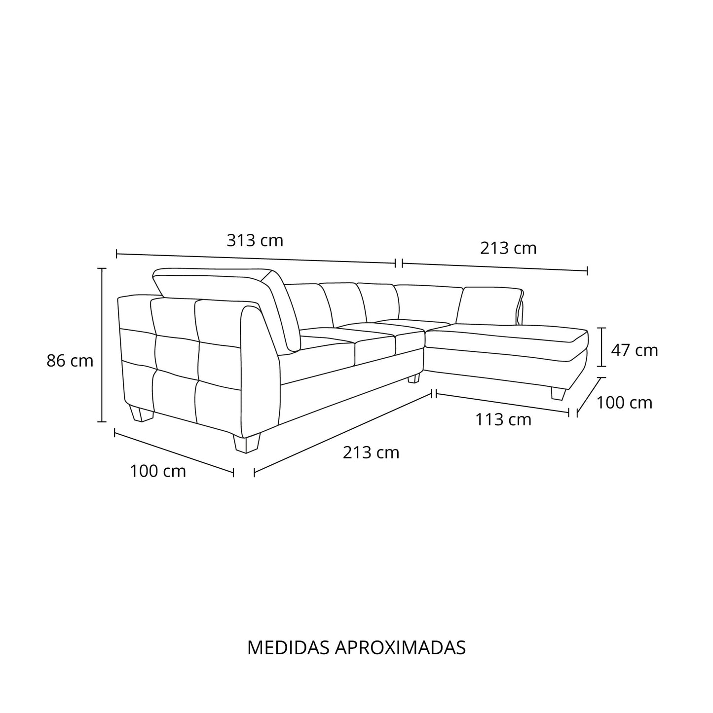Seccional Londres (tela envejecida oscura)
