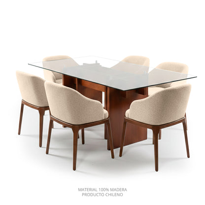 Comedor Londres 6 sillas (tela Doha)