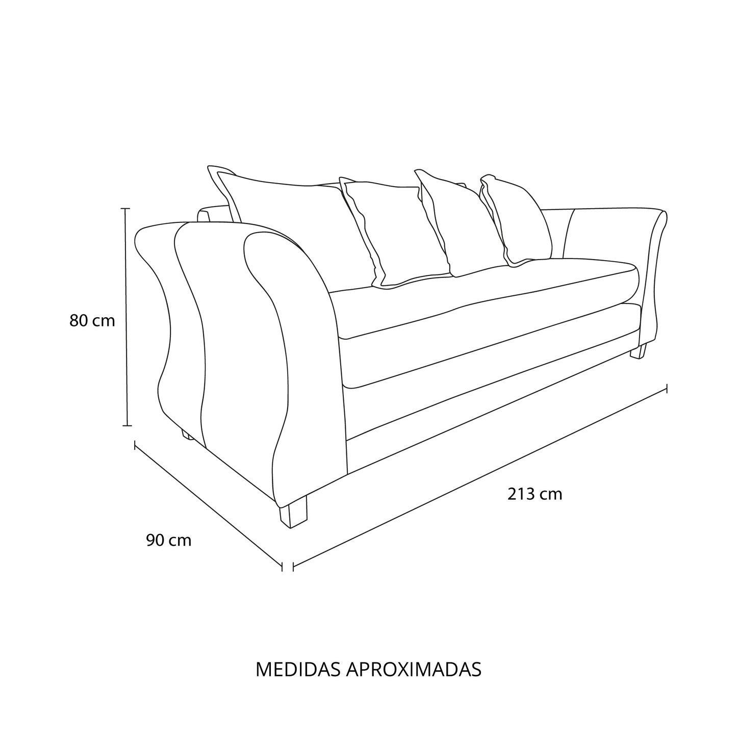 Sofá Kerem 3 cuerpos (tela)