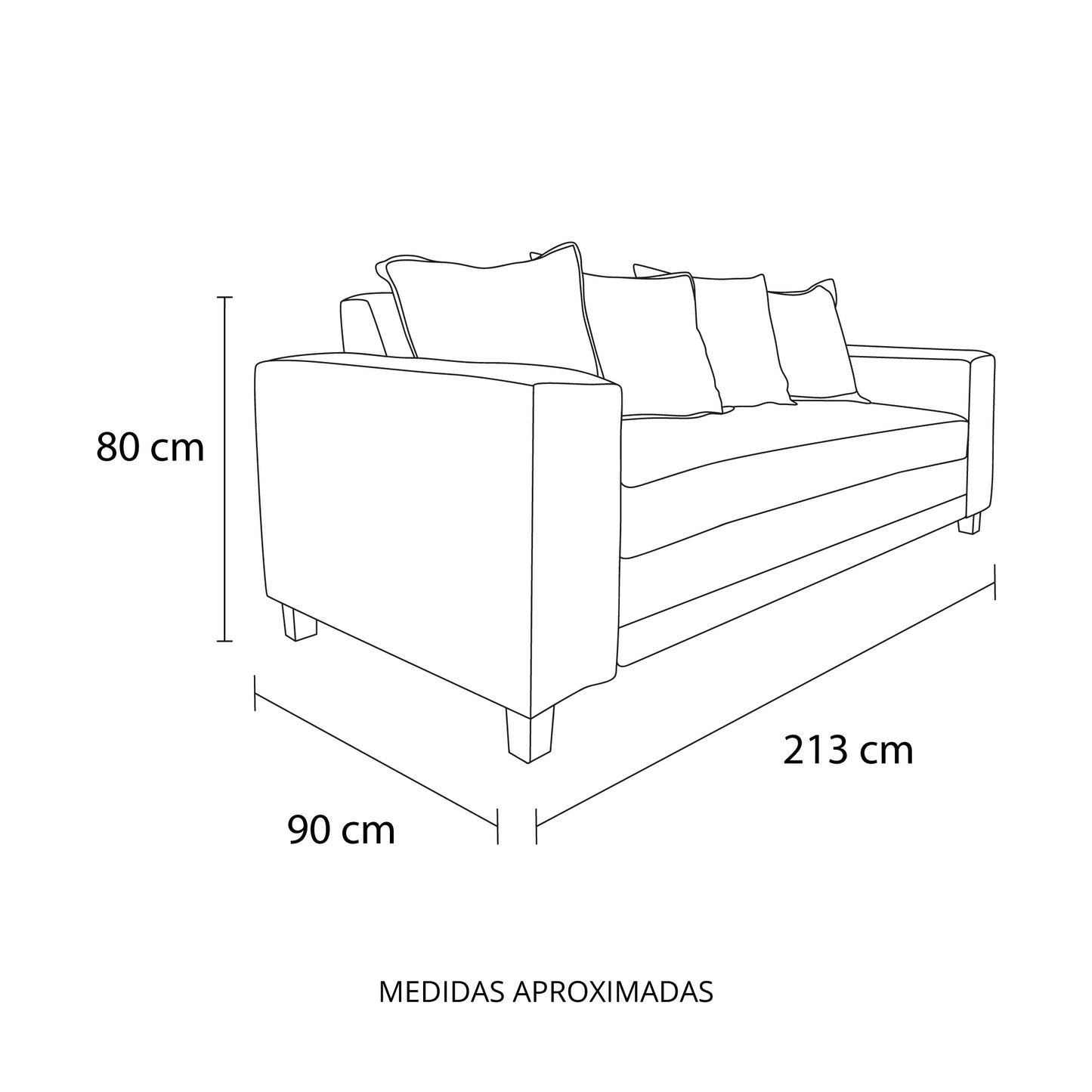 Sofá Venecia 3 cuerpos tela