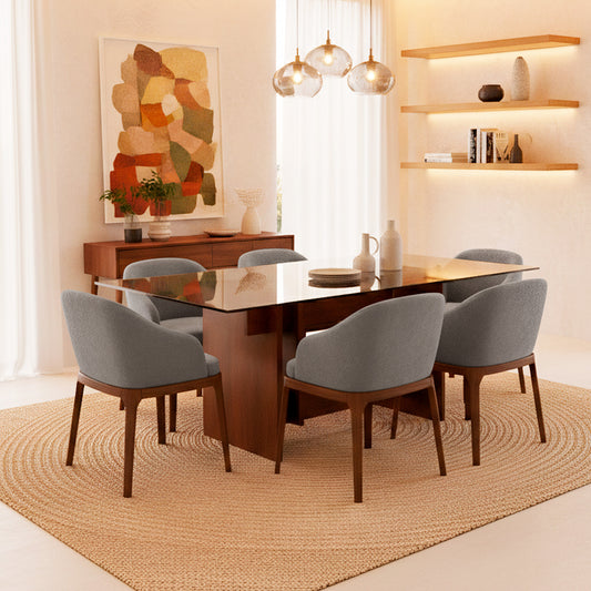 Comedor Londres 6 sillas (tela Doha)