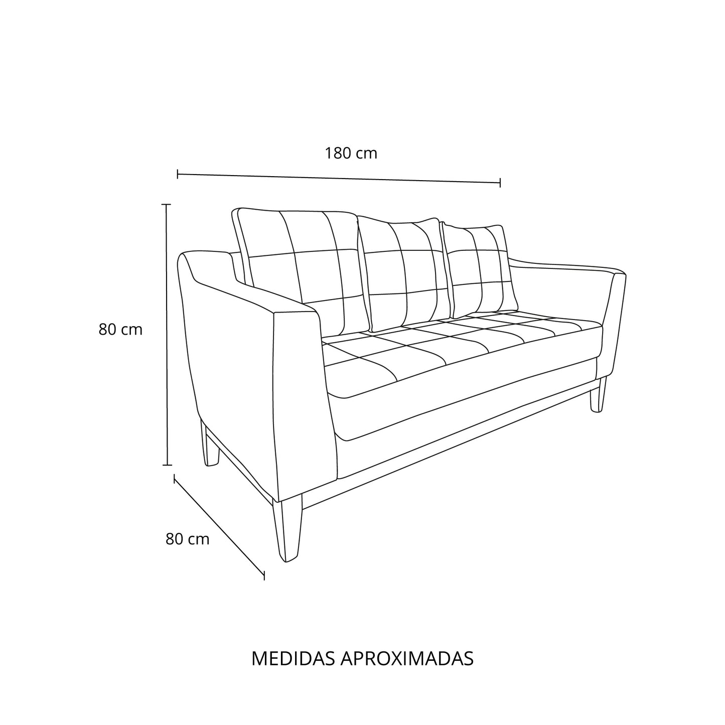 Sofá Roble 3 cuerpos (tela)