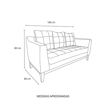 Sofá Roble 3 cuerpos (tela)