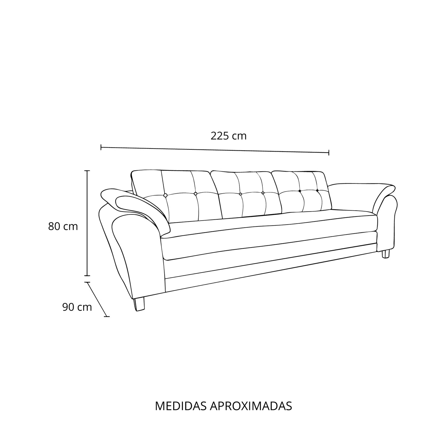 Sofá New Samy 3 cuerpos (felpa)